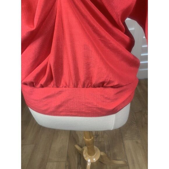 Vtg 70s Lehigh Red Button Up Blouse L/XL Tie Waist Collared Band Classic Retro - Picture 5 of 11